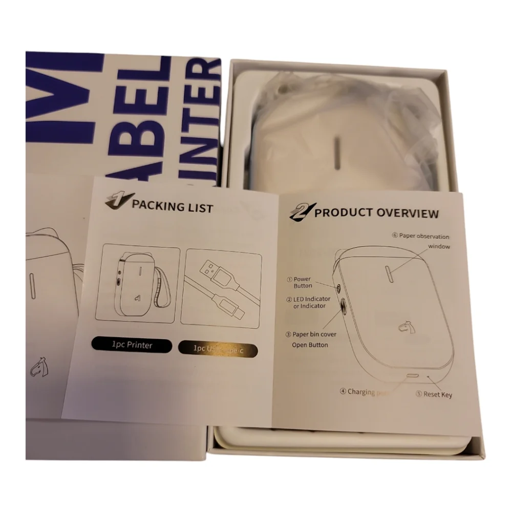 Clabel Label Printer with instructions & cord new in box run by cellphone app